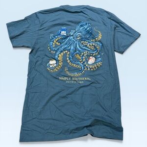 Simply Southern Men's Teal Graphic Octopus Short Sleeve Tee